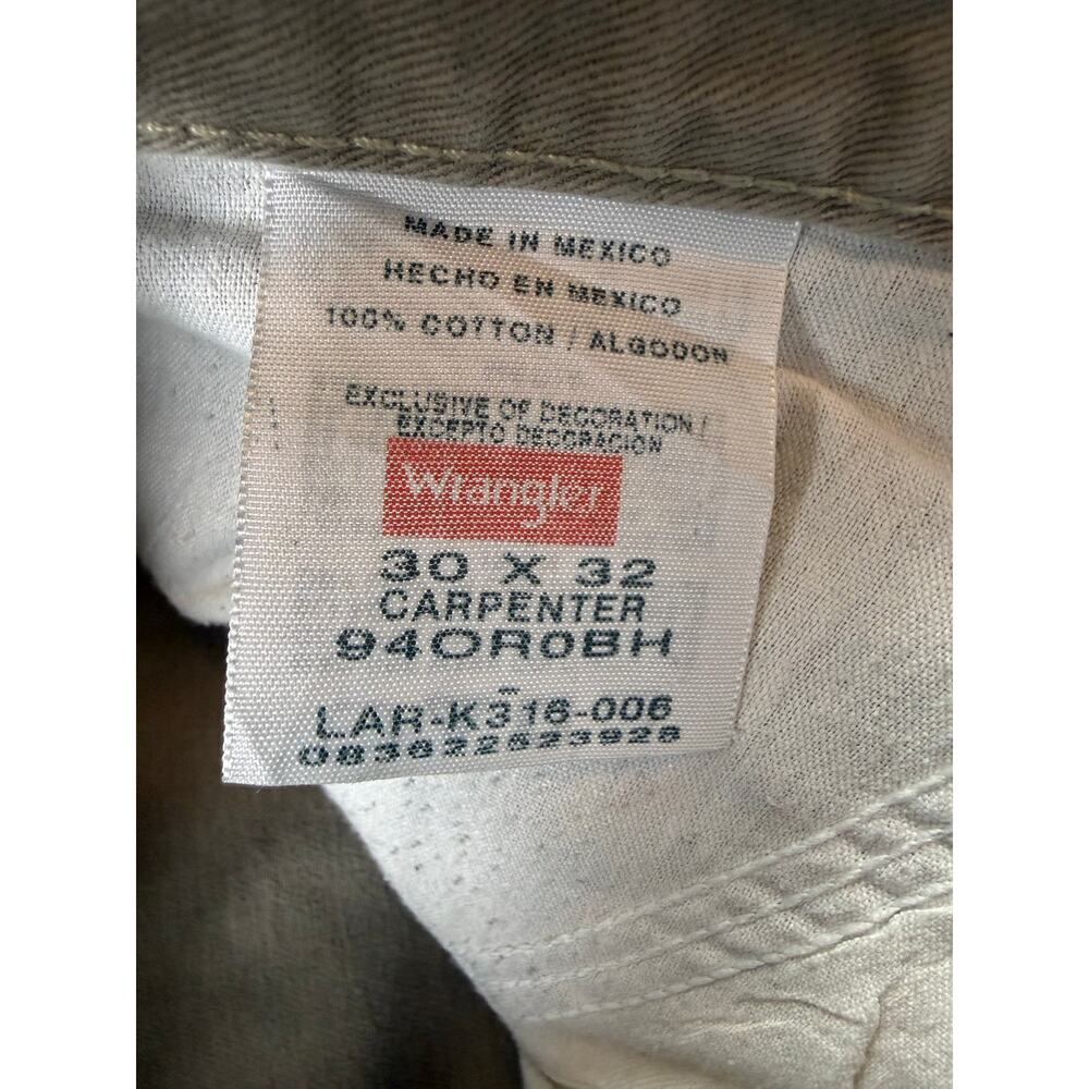 Wrangler Mens 30x32 Khaki Beige Carpenter Pants Relaxed Fit Utility Workwear Y2K - Picture 4 of 15